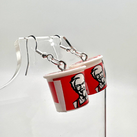 KFC Earrings - Kentucky Fried Chicken Earrings - Fast Food Earrings - Picture 2 of 10